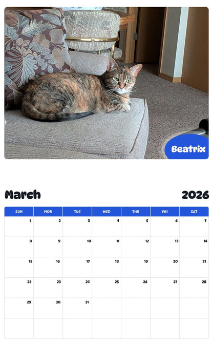 November 2025 - October 2026 Beatrix - Pawidols Pet Calendar
