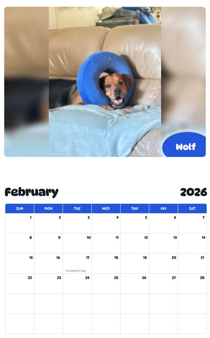 October 2025 - September 2026 Wolf - Pawidols Pet Calendar