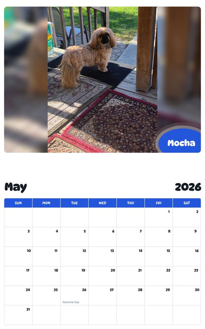 2026 - 2027 Mocha - Pawidols Pet Calendar
