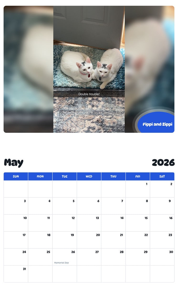 2026 - 2027 Pippi and Zippi - Pawidols Pet Calendar