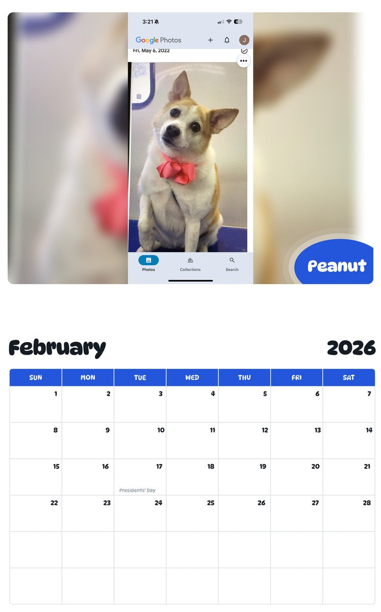 October 2025 - September 2026 Peanut - Pawidols Pet Calendar
