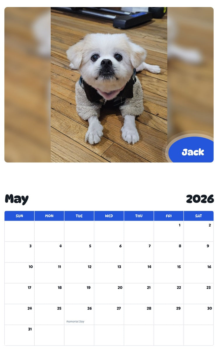 2026 - 2027 Jack - Pawidols Pet Calendar
