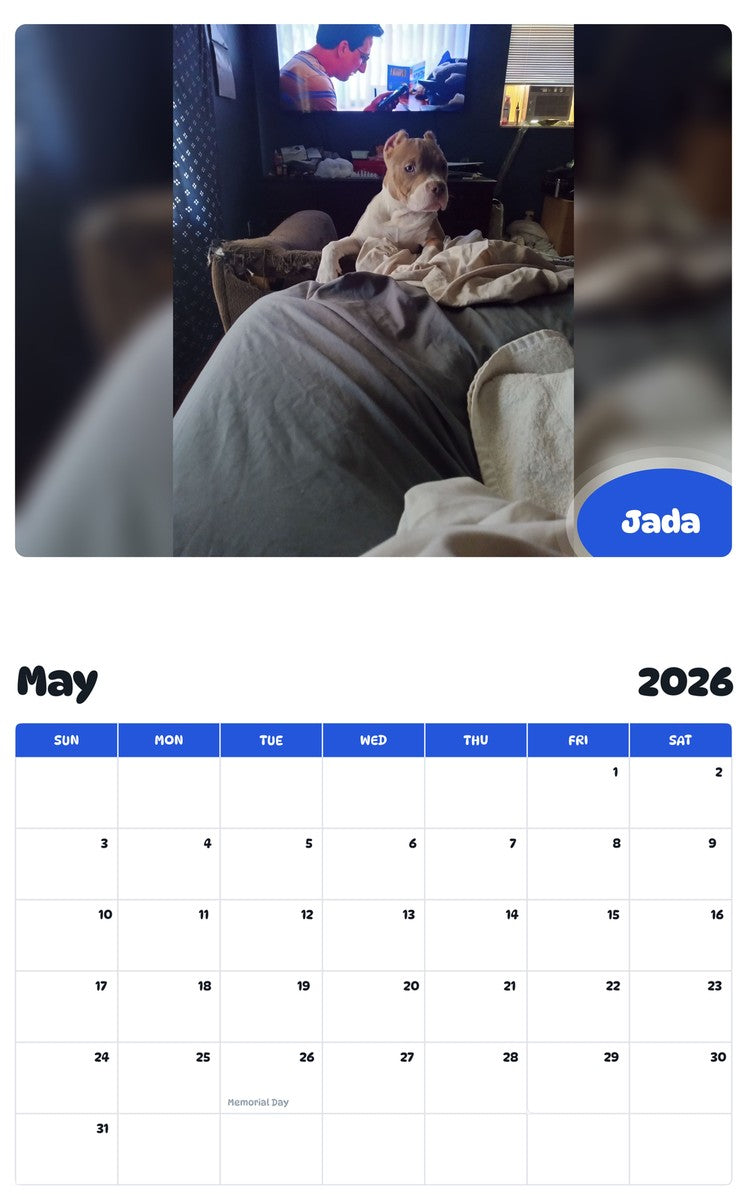 2026 - 2027 Jada - Pawidols Pet Calendar