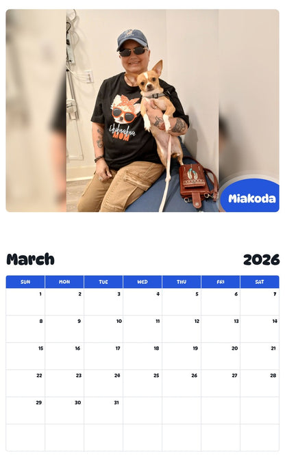 November 2025 - October 2026 Miakoda - Pawidols Pet Calendar