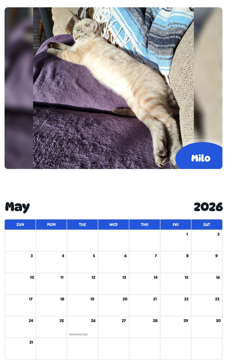 2026 - 2027 Milo - Pawidols Pet Calendar