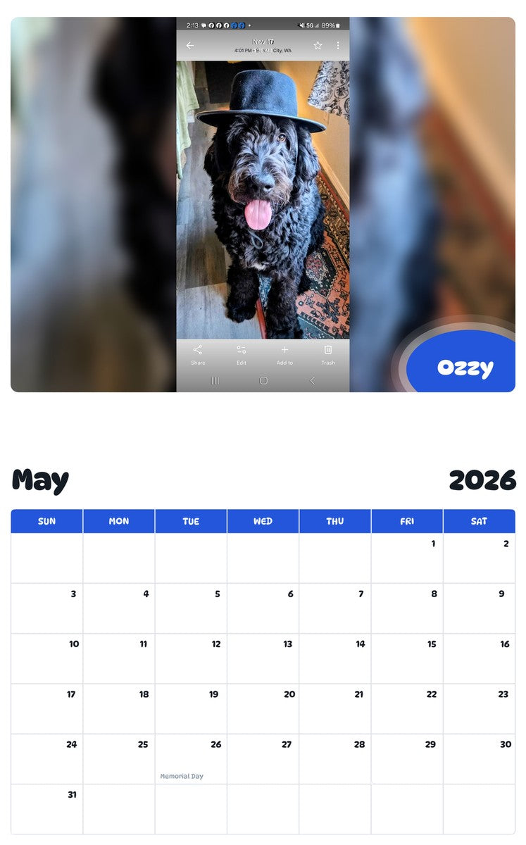 2026 - 2027 Ozzy - Pawidols Pet Calendar