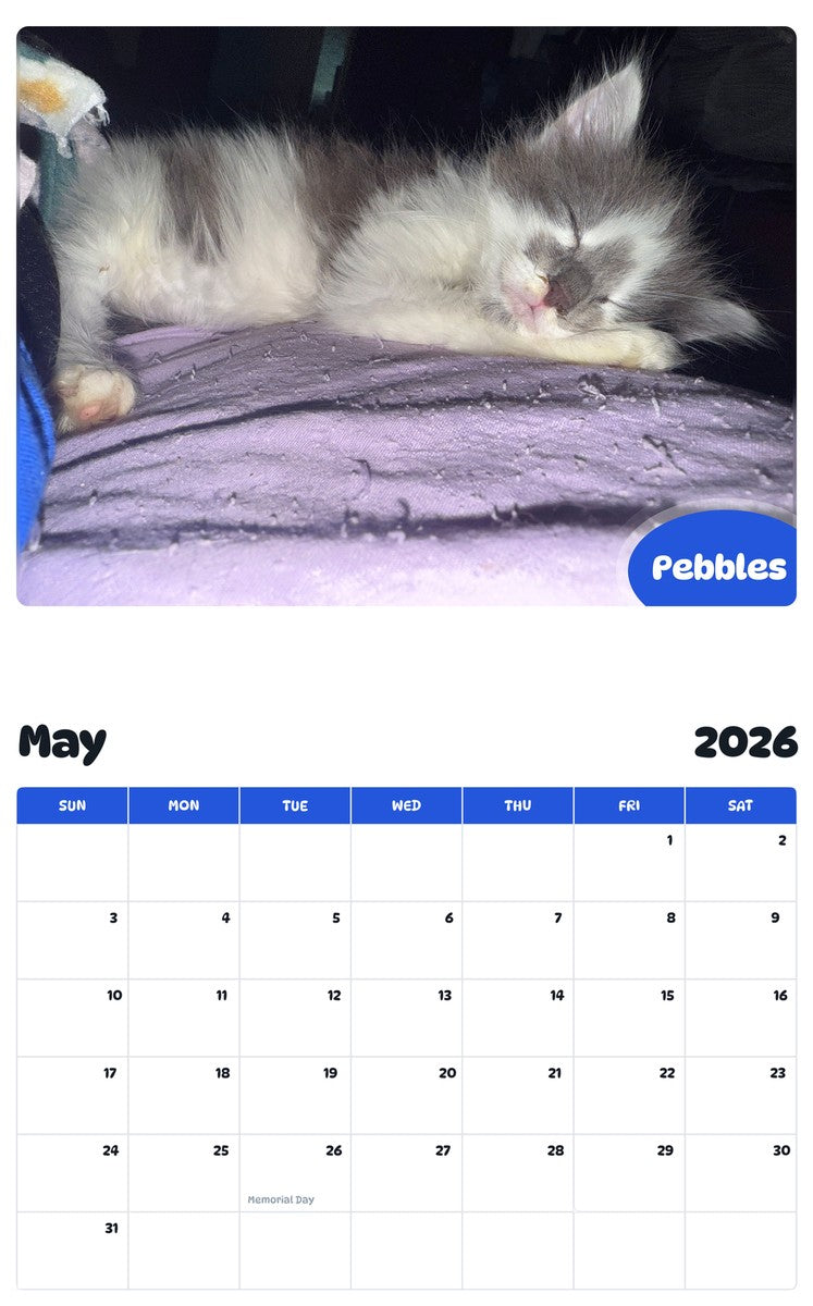 2026 - 2027 Pebbles - Pawidols Pet Calendar