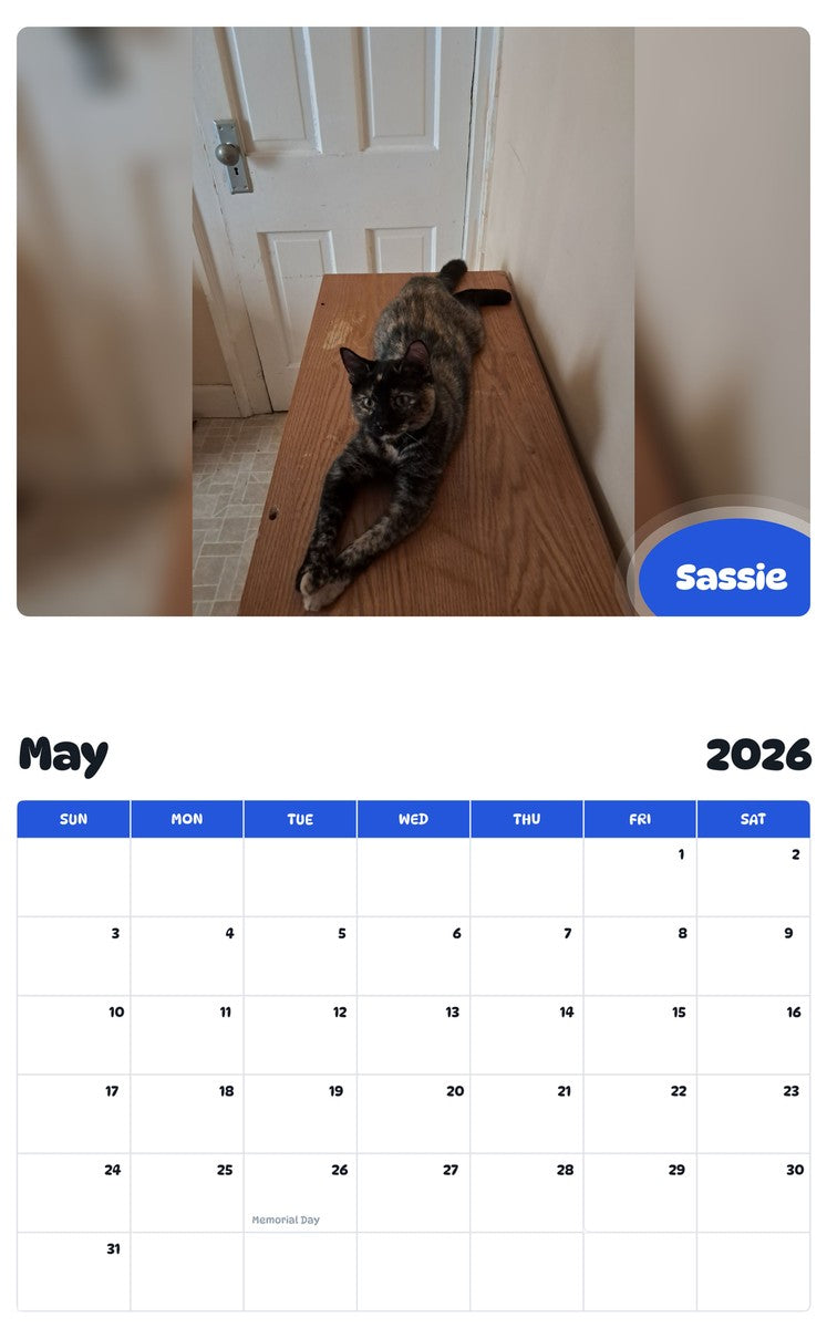 2026 - 2027 Sassie - Pawidols Pet Calendar