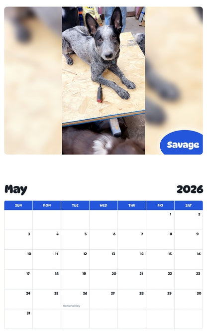 2026 - 2027 Savage - Pawidols Pet Calendar