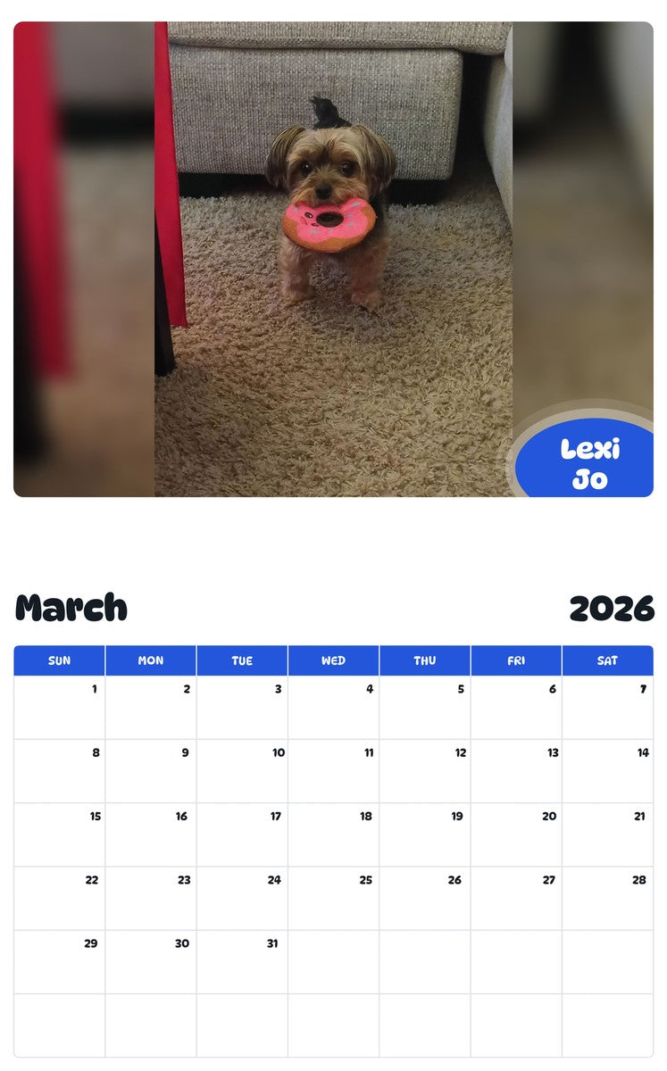 November 2025 - October 2026 Lexi Jo - Pawidols Pet Calendar