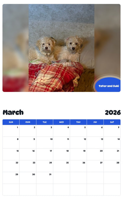 November 2025 - October 2026 Tater and Suki - Pawidols Pet Calendar