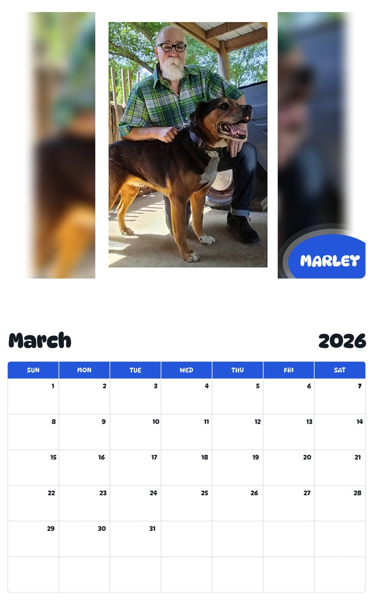November 2025 - October 2026 MARLEY - Pawidols Pet Calendar