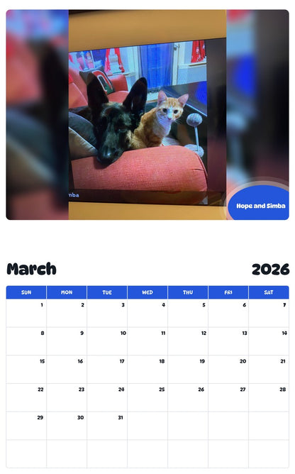 November 2025 - October 2026 Hope and Simba - Pawidols Pet Calendar