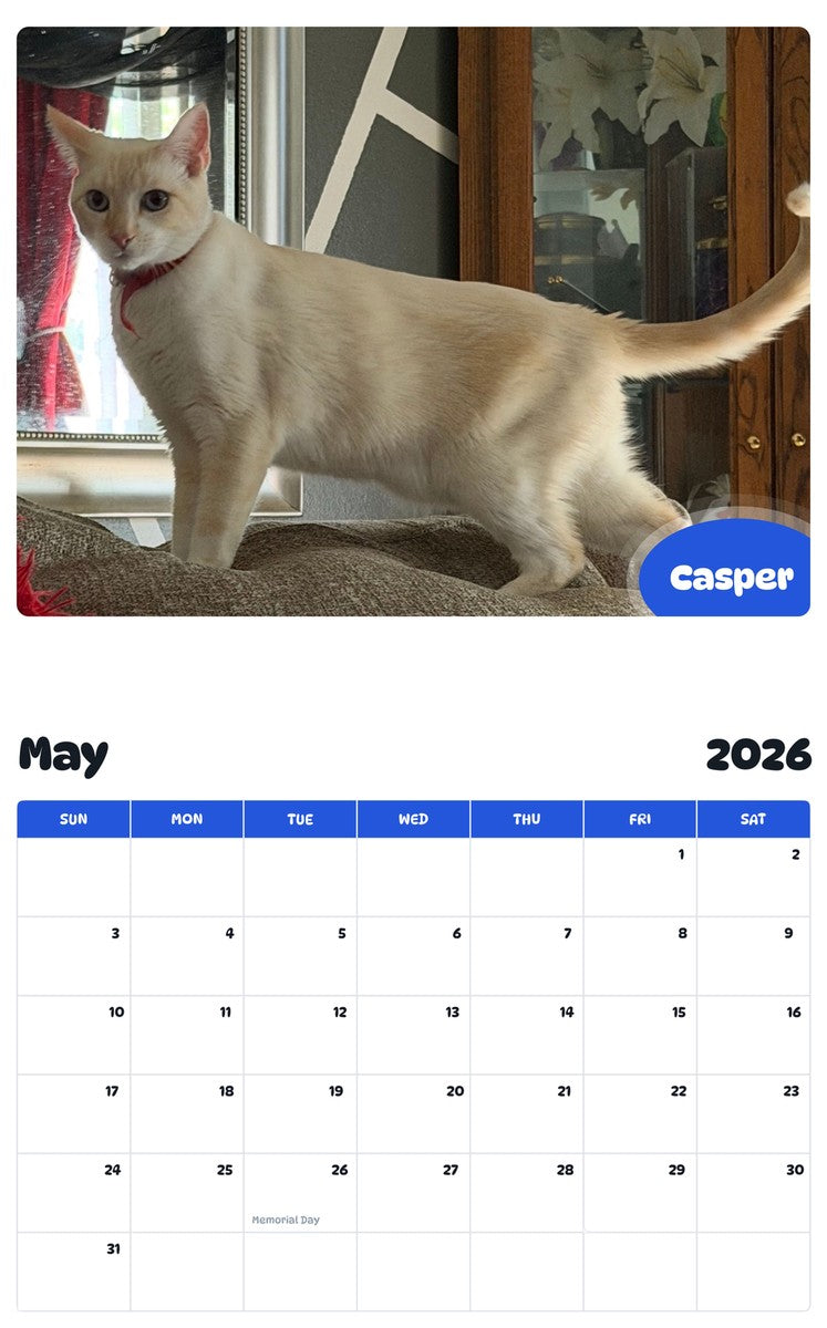 2026 - 2027 Casper - Pawidols Pet Calendar