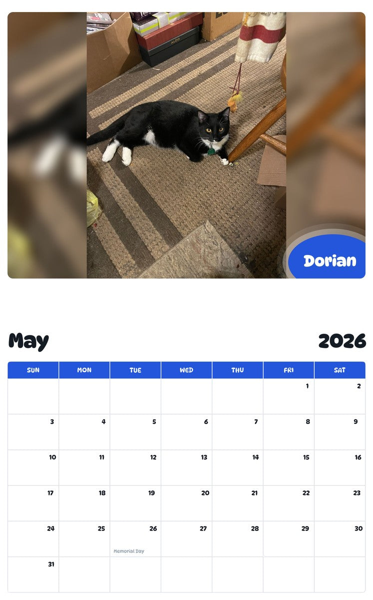 2026 - 2027 Dorian - Pawidols Pet Calendar