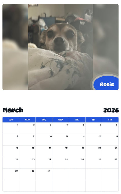 November 2025 - October 2026 Rosie - Pawidols Pet Calendar