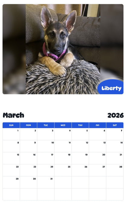 November 2025 - October 2026 Liberty - Pawidols Pet Calendar