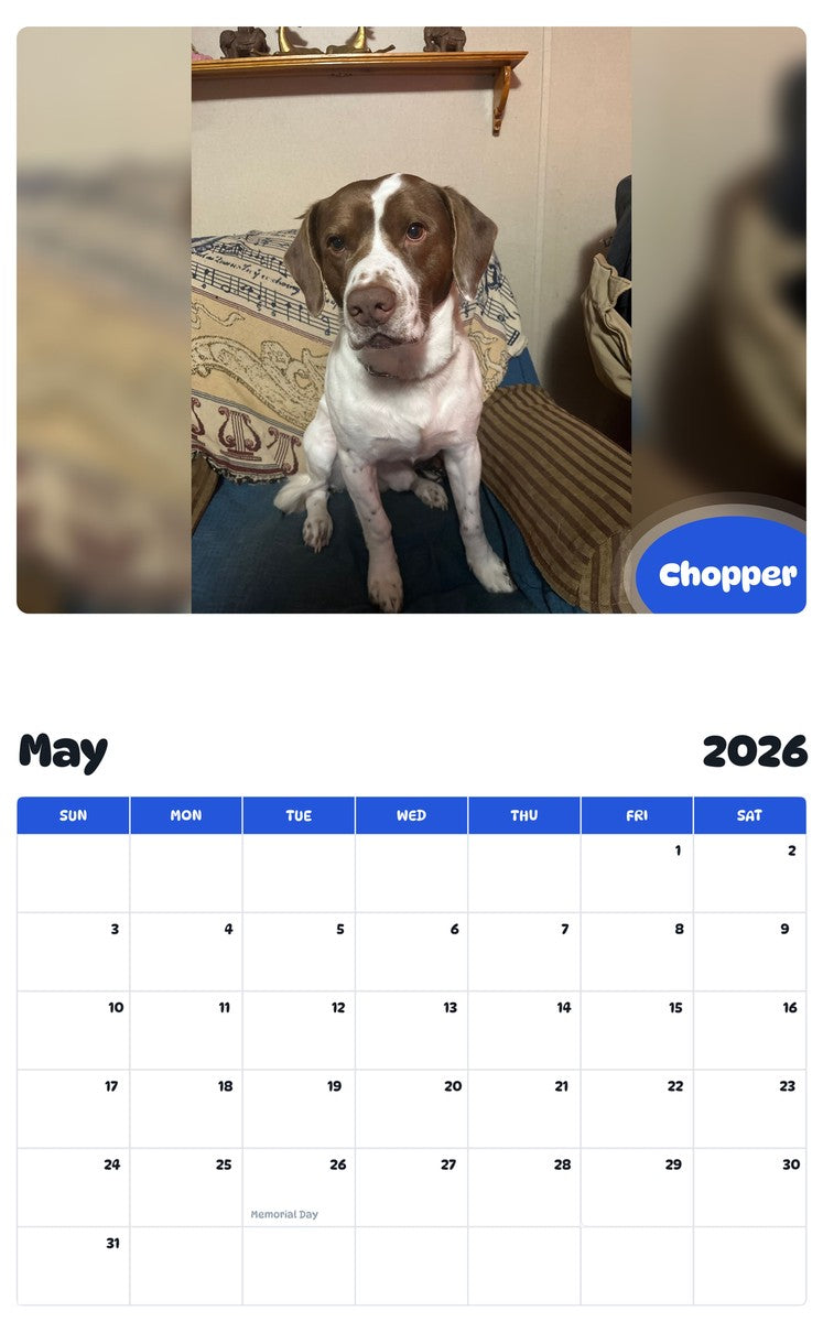 2026 - 2027 Chopper - Pawidols Pet Calendar