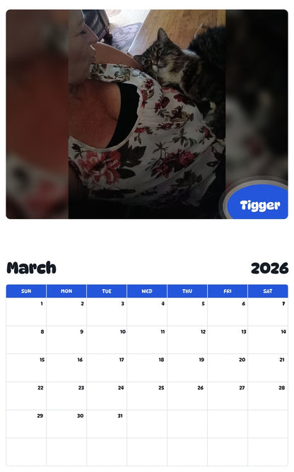 November 2025 - October 2026 Tigger - Pawidols Pet Calendar