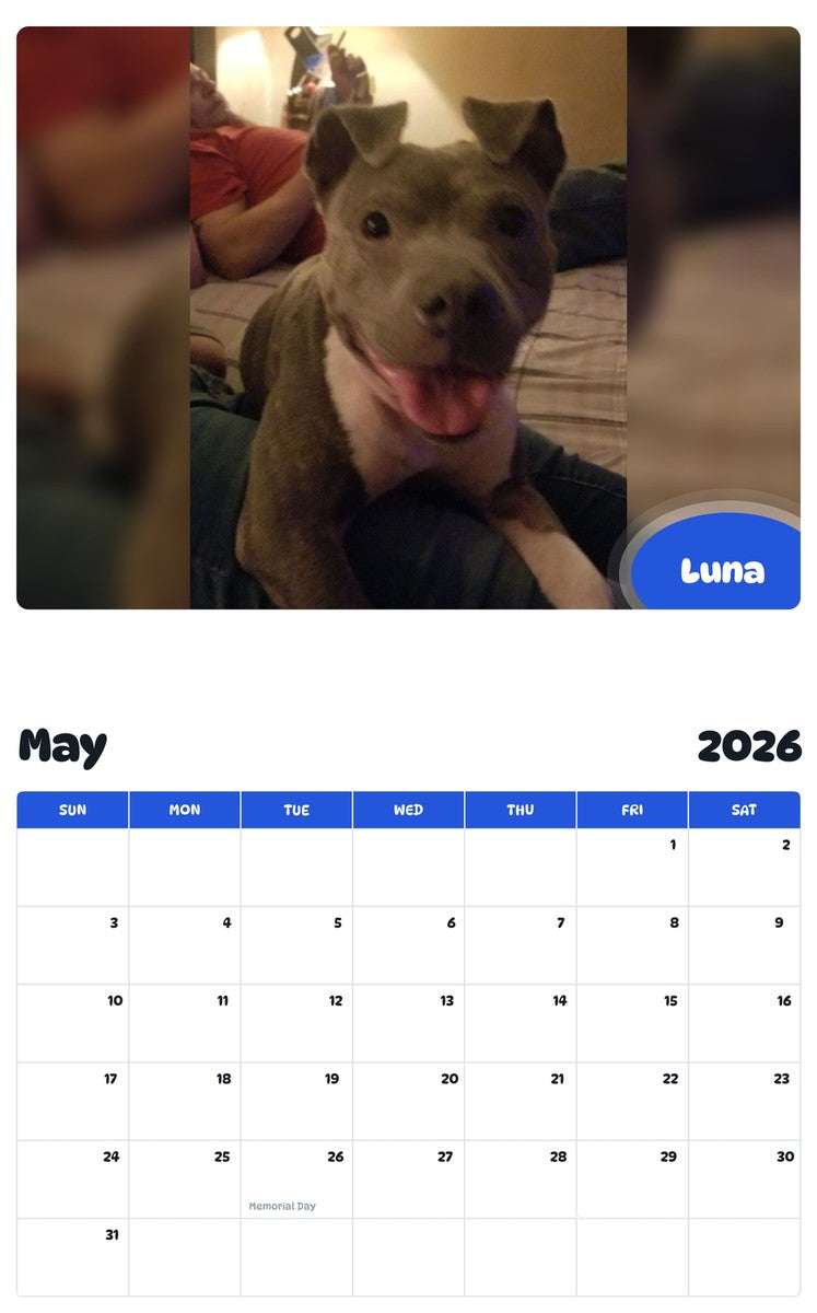 2026 - 2027 Luna - Pawidols Pet Calendar