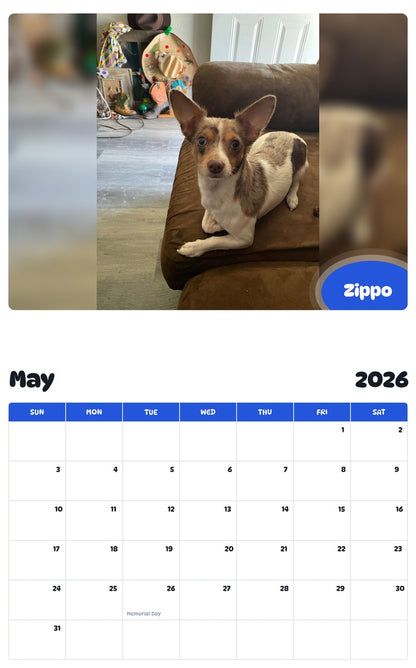 2026 - 2027 Zippo - Pawidols Pet Calendar
