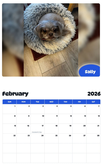 October 2025 - September 2026 Sally - Pawidols Pet Calendar