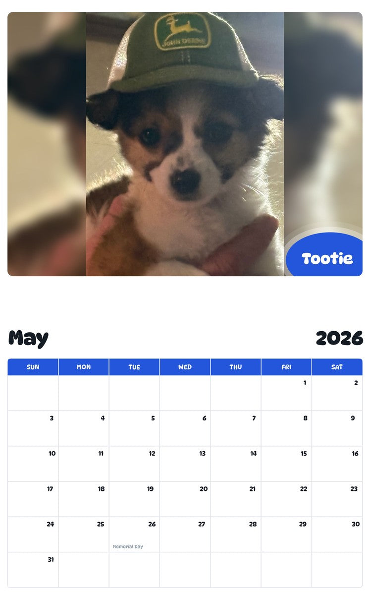 2026 - 2027 Tootie - Pawidols Pet Calendar