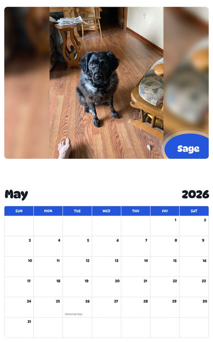 2026 - 2027 Sage - Pawidols Pet Calendar