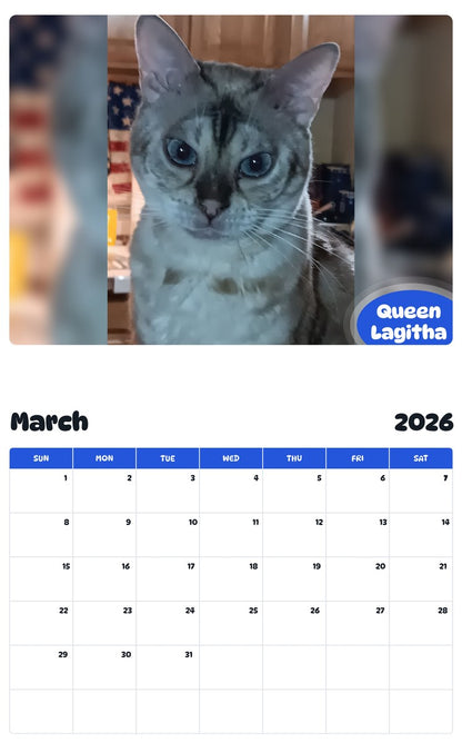 November 2025 - October 2026 Queen Lagitha - Pawidols Pet Calendar