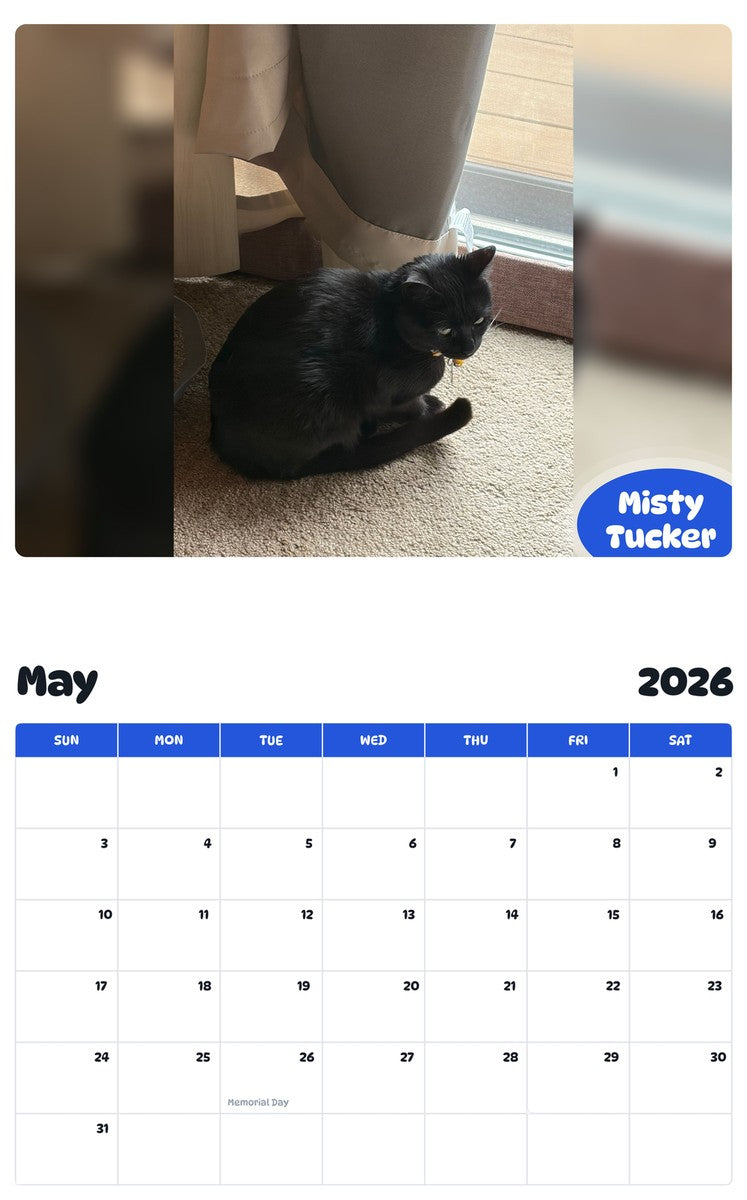 2026 - 2027 Misty Tucker - Pawidols Pet Calendar