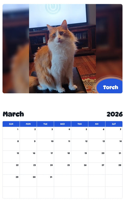 November 2025 - October 2026 Torch - Pawidols Pet Calendar