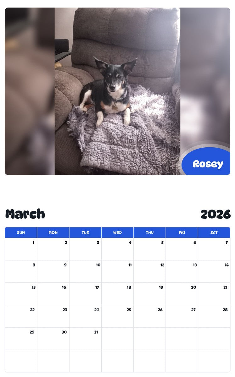 November 2025 - October 2026 Rosey - Pawidols Pet Calendar