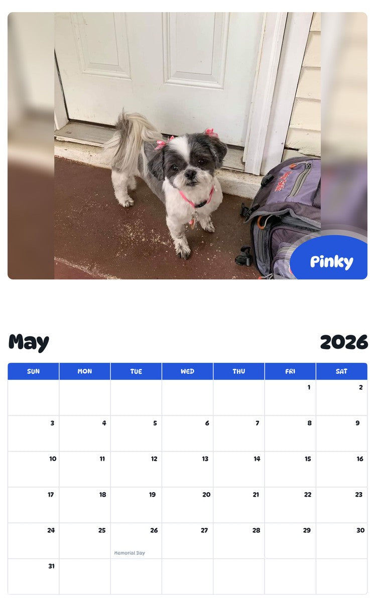 2026 - 2027 Pinky - Pawidols Pet Calendar