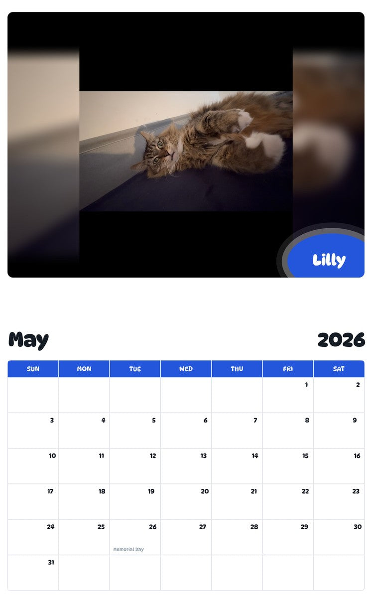 2026 - 2027 Lilly - Pawidols Pet Calendar