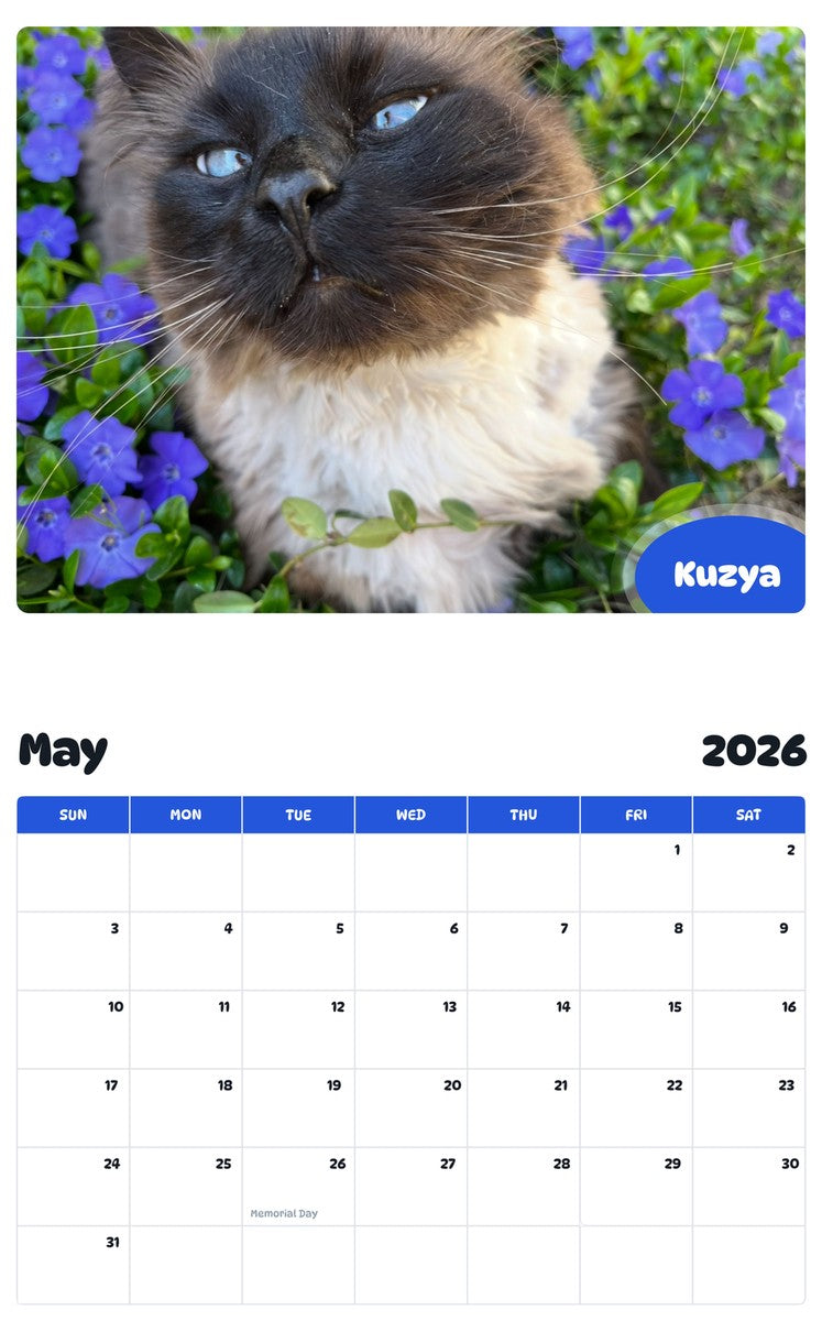 2026 - 2027 Kuzya - Pawidols Pet Calendar