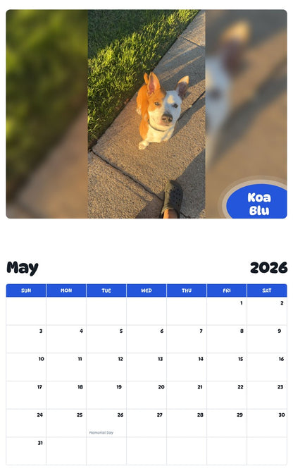 2026 - 2027 Koa Blu - Pawidols Pet Calendar