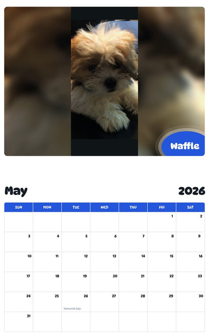 2026 - 2027 Waffle - Pawidols Pet Calendar
