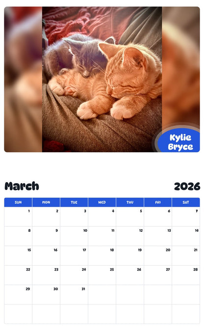 November 2025 - October 2026 Kylie Bryce - Pawidols Pet Calendar