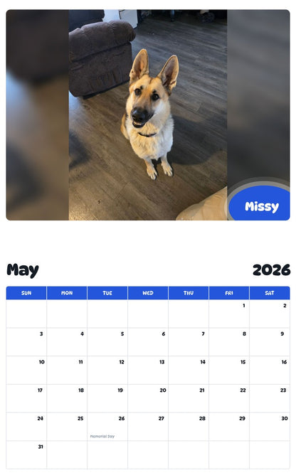 2026 - 2027 Missy - Pawidols Pet Calendar
