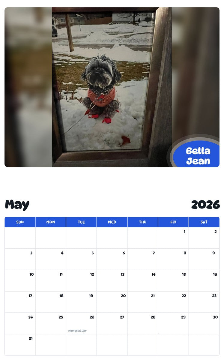 2026 - 2027 Bella Jean - Pawidols Pet Calendar