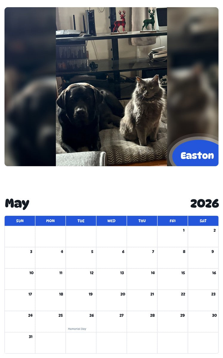 2026 - 2027 Easton - Pawidols Pet Calendar