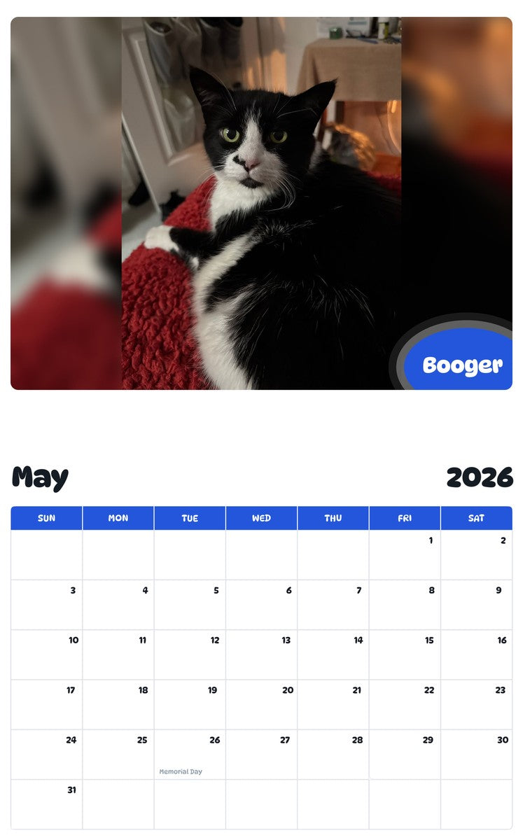 2026 - 2027 Booger - Pawidols Pet Calendar
