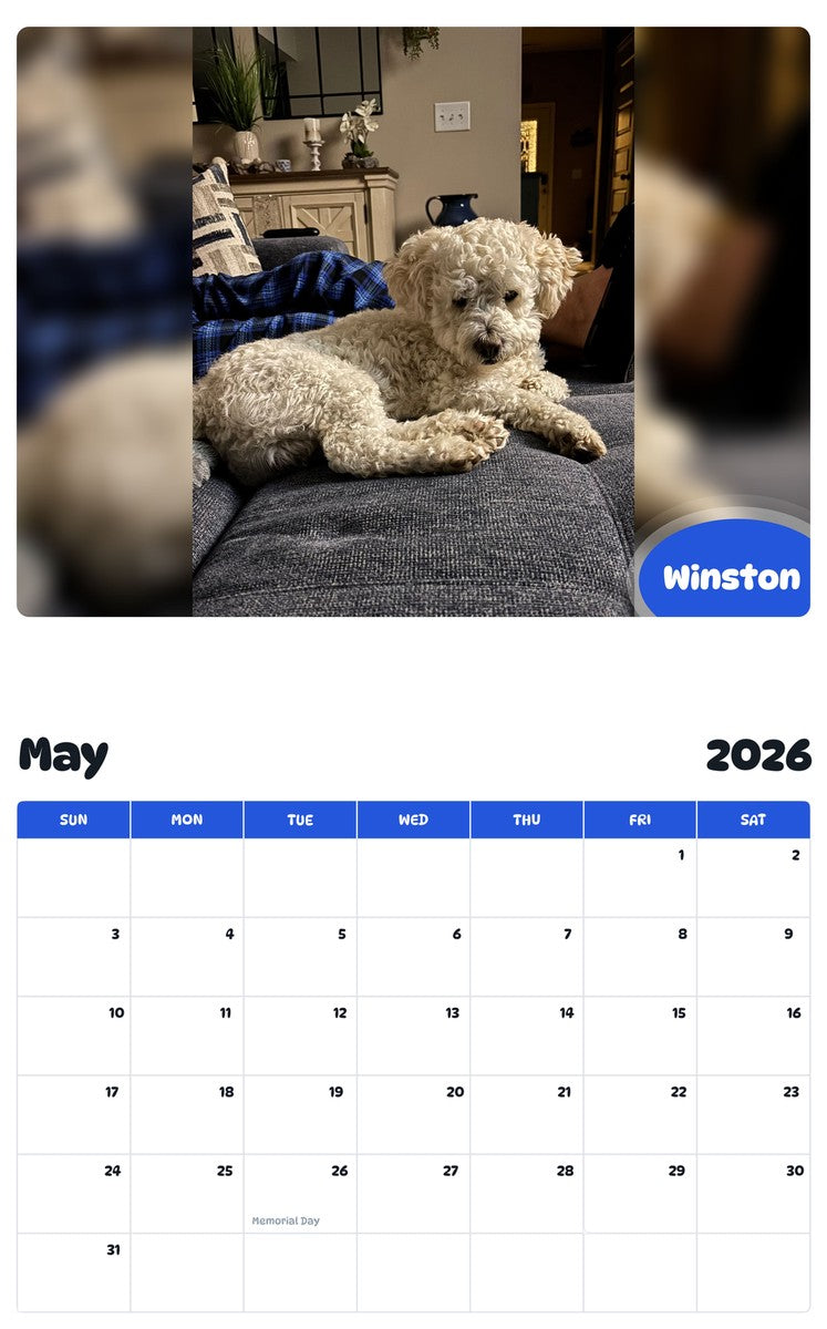 2026 - 2027 Winston - Pawidols Pet Calendar