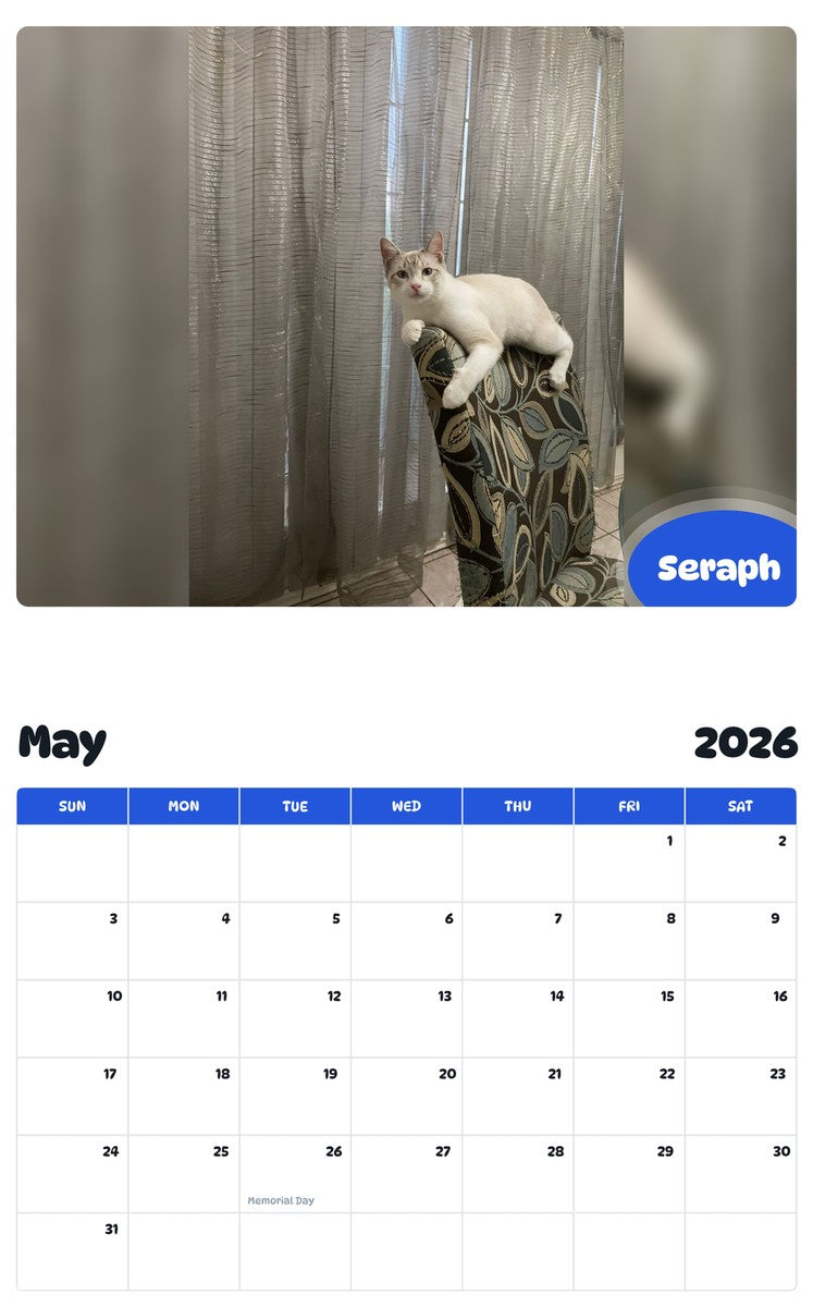 2026 - 2027 Seraph - Pawidols Pet Calendar