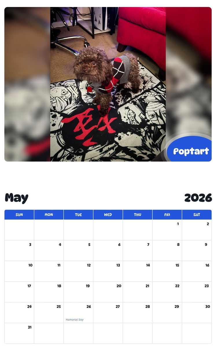 2026 - 2027 Poptart - Pawidols Pet Calendar