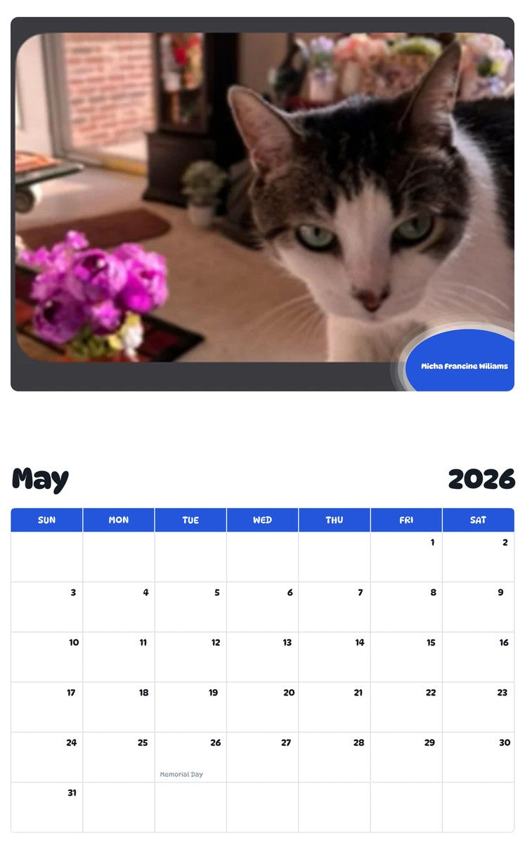2026 - 2027 Micha Francine Wiliams - Pawidols Pet Calendar