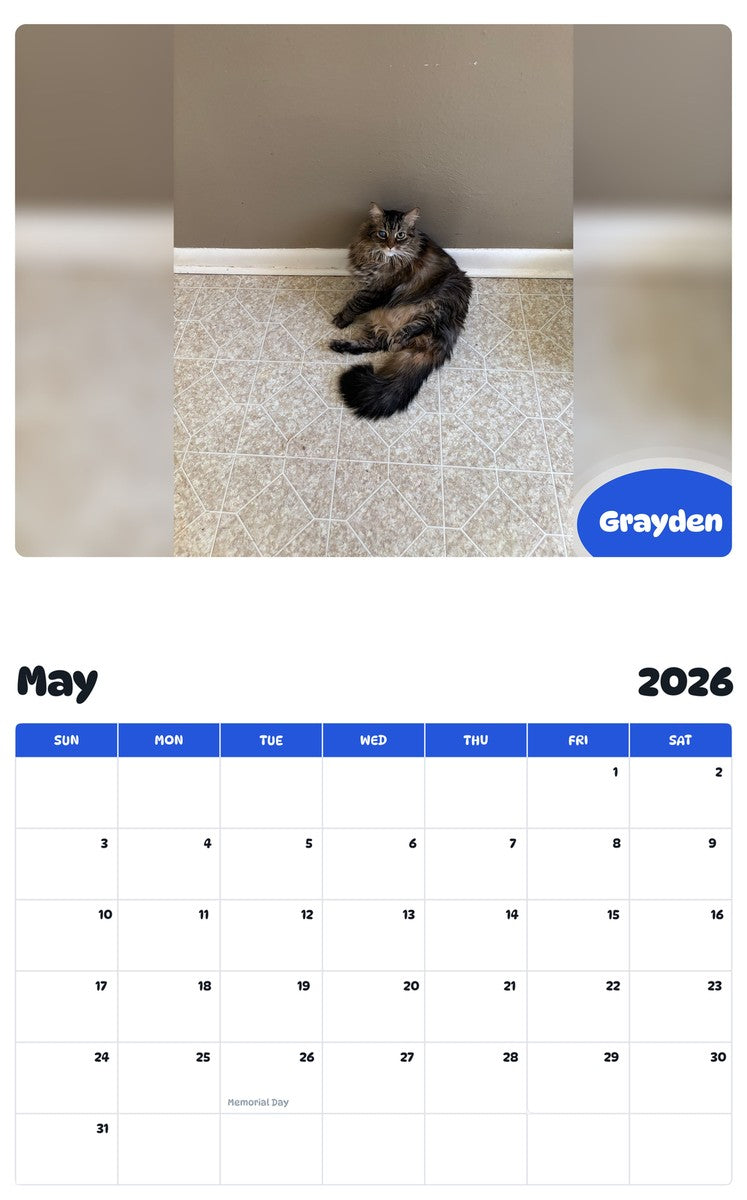 2026 - 2027 Grayden - Pawidols Pet Calendar