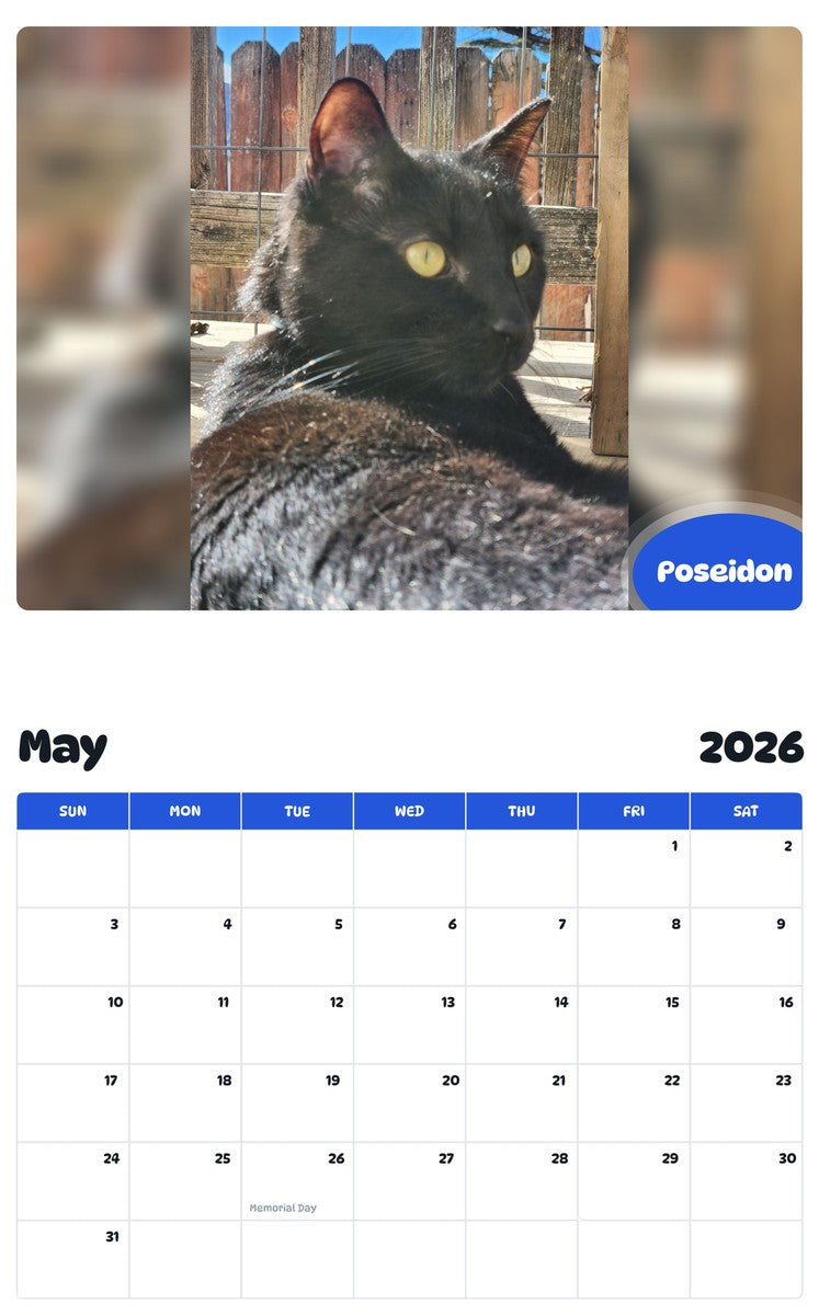 2026 - 2027 Poseidon - Pawidols Pet Calendar