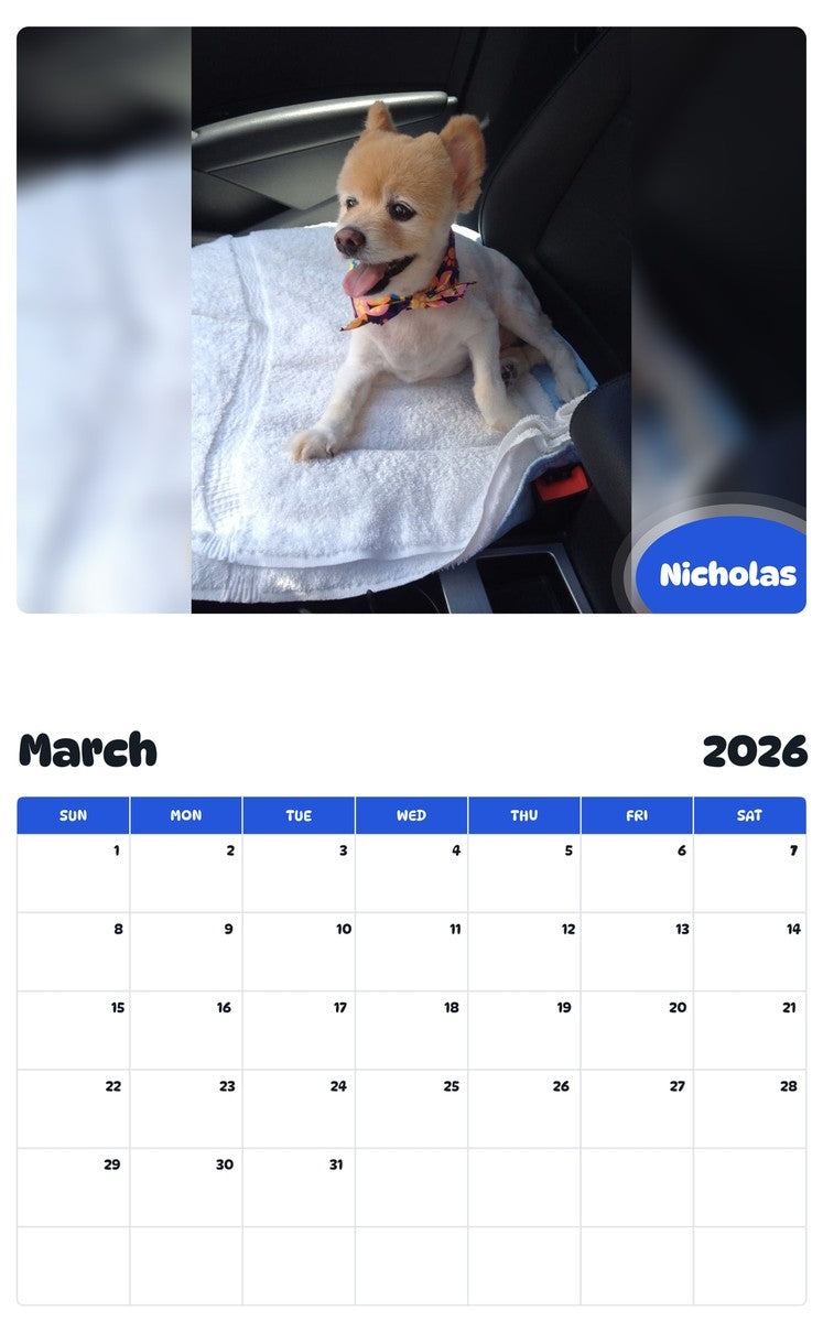 November 2025 - October 2026 Nicholas - Pawidols Pet Calendar