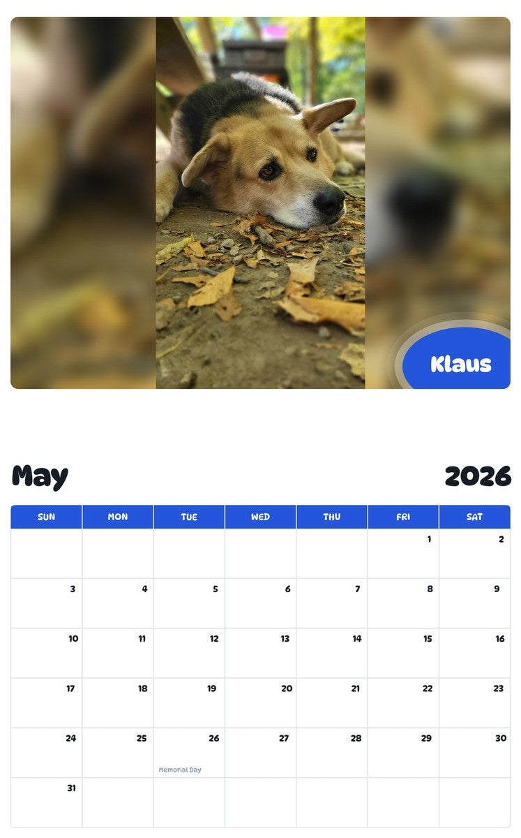 2026 - 2027 Klaus - Pawidols Pet Calendar